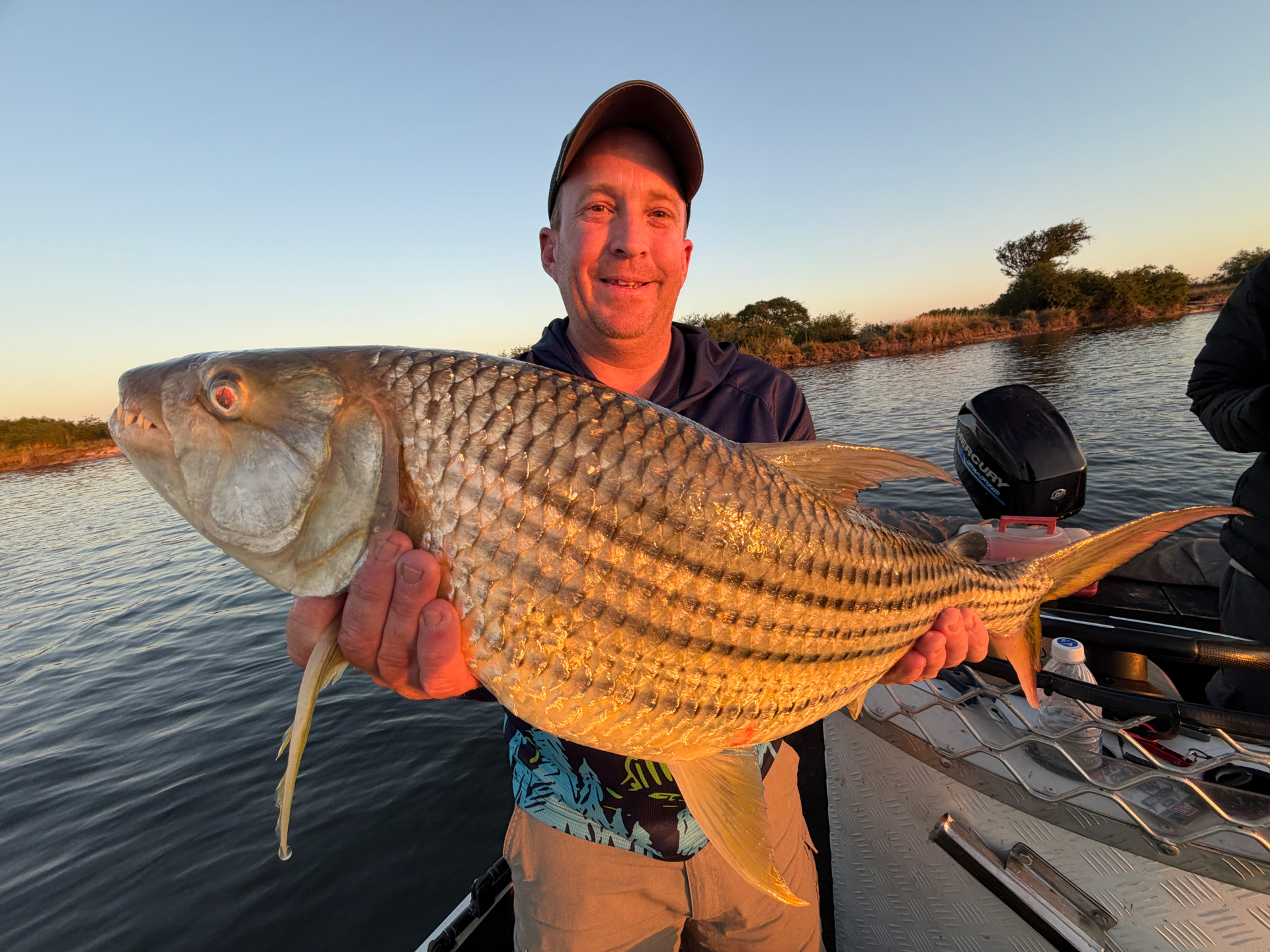 Tim's new PB — 17 lb tiger on his very last cast